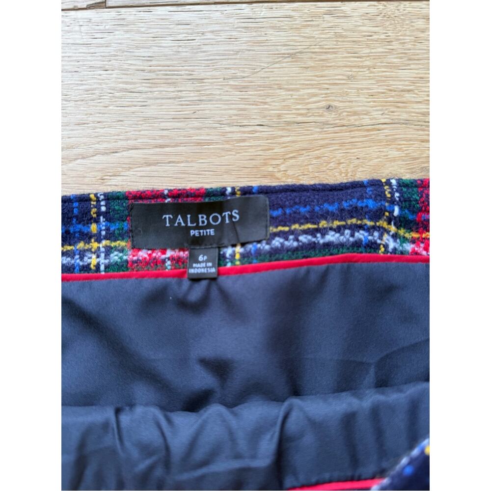 Talbots Petite Plaid A-Line Skirt Size 6P Red Blue Tartan NWOT - Picture 5 of 10